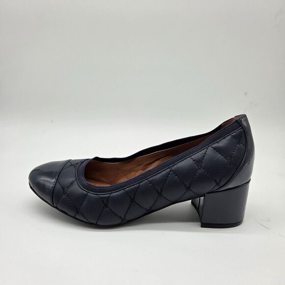 Vionic Ruby Quilted Leather Block Heel Pumps Navy Orthotic Women's size 7 - Picture 2 of 5